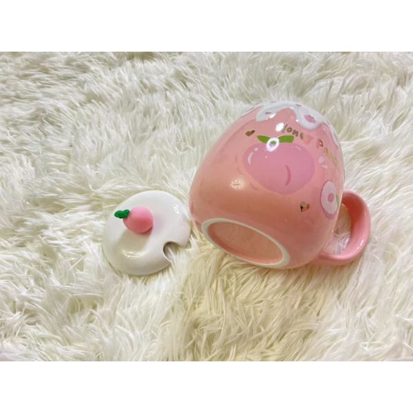 Høj skønhedskop med låg og ske Mug Kvinder Student Koreansk Version Sød ins Kaffe Kop Husholdning Keramik Morgenmad Kop
