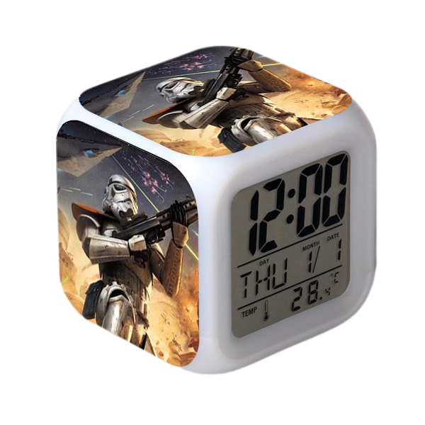 Star Wars väckarklocka Film The Force Awakens LED väckarklocka Kvadratisk klocka Digital väckarklocka med tid, temperatur, alarm, datum