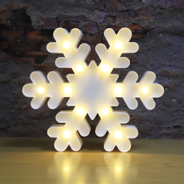 Snefnug Marquee Skilt Julelys, LED Natlys Bord & Væghængt Lampe til Soveværelse, Børneværelse, Vuggestue, Hjem, Hvid Snefnug
