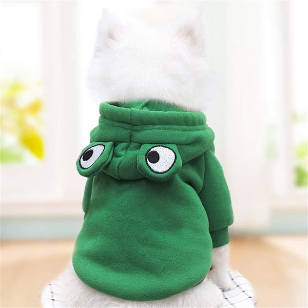 Hundtröja - Söt grodformad varm jacka Husdjur Kläder för kallt väder Set Rock Katt Valp Liten Stor Hund (grodsweater) XS