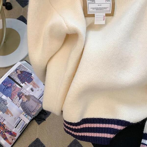 Dam långärmad V-ringad stickad polotröja pullover tröja toppar
