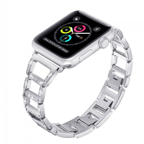 Bling-band för Apple Watch 42/44/45mm - Modediamant i Rostfritt Stål, Metallarmband för Apple Watch Series 8 7 6 5 4 3 2, 1