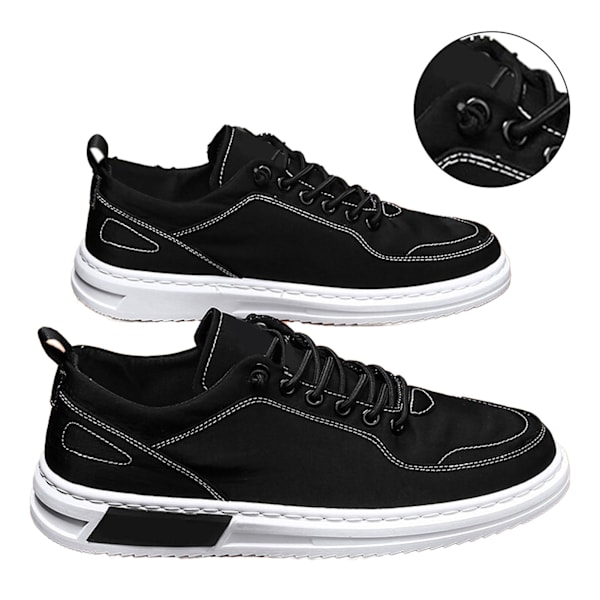 Herrsneakers Mjuk Gummisula Andningsbar Antihalk Lättvikt Stilren Herr Plimsolls för Resor Kontor Sport Black 40 EU