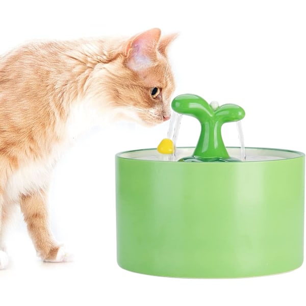 Keramisk kattefontæne, 1,5L kæledyrsfontæne til hunde, automatisk vandbeholder til kæledyr indendørs, kattefontæner til katte med Green