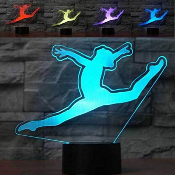 3D Kunstnerisk Gymnastik Ballet Natlys LED Lampe Illusion 7 Farveskiftende Berøringskontakt Lamper Fødselsdagsgave Akryl ABS Base USB Kabel Legetøj