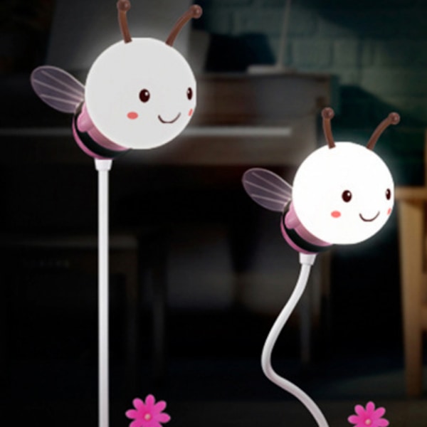 Søt humle LED-skrivebordslampe berøringskontroll dimming 3 lysstyrke og 360° fleksibel svanehals øyepleie USB oppladbar (rosa)