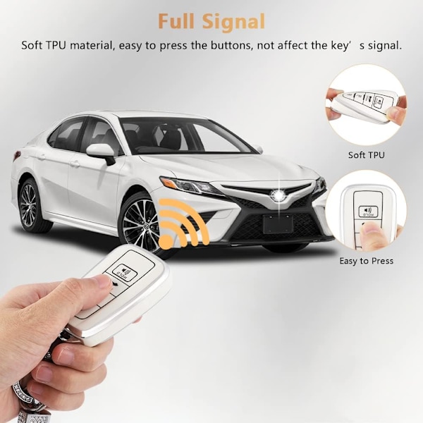 Nøglebeskyttelsescover til Toyota Camry RAV4 Corolla C-HR Avalon Highlander Prius Smart Keys Case Shell Protector Bling Keychain Tilbehør 4 Knapper TPU