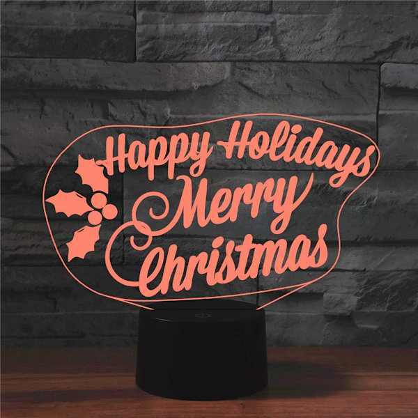 3D God Jul Julgåva Fjärrkontroll 16 Färger Nattlampor Illusion Akryl LED Bord Sänglampa Barn Sovrum Skrivbordsdekoration Leksak