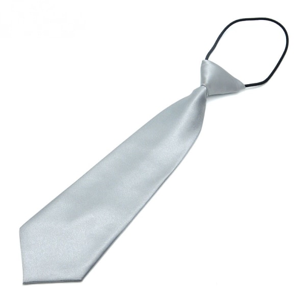 Lasten solmio yksivärinen, lasten säädettävä vetoketjullinen solmio, lasten suoritussolmio, laiskasolmio, hopea