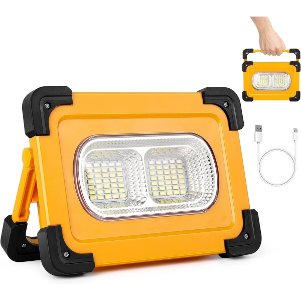 Rechargeable LED Work Light, 200w USB Portable Magnetic Work Light With 11000mAh Battery, Solar Flood Light With Bracket 3 Work Modes Suitable For Re
