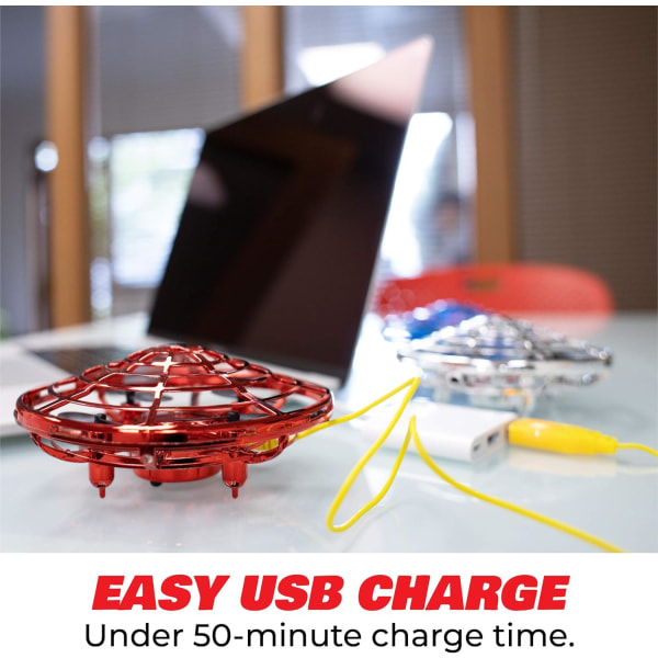 Handstyrd drönare för barn eller vuxna - Hands Free Motion Sensor Mini Drone, Lätt inomhus liten UFO-leksak Flygande boll Drone Leksak för pojkar och flickor (röd)