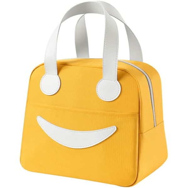 Bærbar Lunsjpose Mini Lunsjpose Isolerte Pose Bærbar Søt Lunsjpose Utendørs Piknikpose Ispose Utendørs Oppbevaringspose, 1 PCE (Liten, Gul) Yellow Small