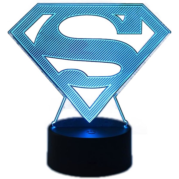 Anime Tegneserie Nattelys, Superman Leselys, 3D Fargerik LED-lys, USB Fjernkontroll Soverom Bordlampe, Læringslampe, Hjemmedekor, Barn B