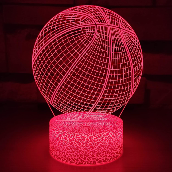7 Farger 3D Illusionslys Lampe Automatisk Gradvis Skiftende 3D Nattslys | Hjemmerom Dekorasjon Bordlampe | Julegave Bursdagsgave (Basketballlys)