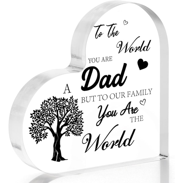 Presenter till pappas födelsedag, pappapresenter från dotter son, akrylhjärta plakett pappa födelsedagspresentidéer, cool pappapresent unik present till p