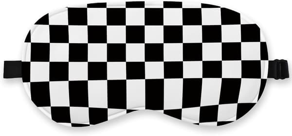 Sort/hvid ternet silke øjenmaske til søvn, sort plaid gitterbind for øjnene justerbar rem nat søvnmaske til kvinder mænd drenge, fly