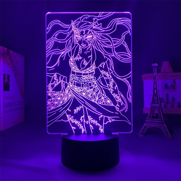 3D Illusionslampe Anime Kamado Nezuko LED Nattelys 16 Farger RGB Fjernkontroll Soveromsdekor Barn Gave Bordlampe Kimetsu No Yaiba