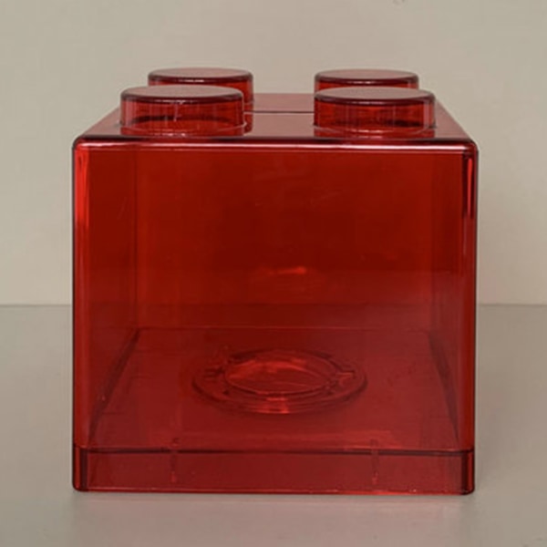 Läpinäkyvä rahaa säästävä pankkirakennuslohkon muotoilu Suorakulmainen läpinäkyvä kolikkosäästölipas lapsille pojille tytöille 8.9x8.9x9.2cm / 3.5x3.5x3.6in Red