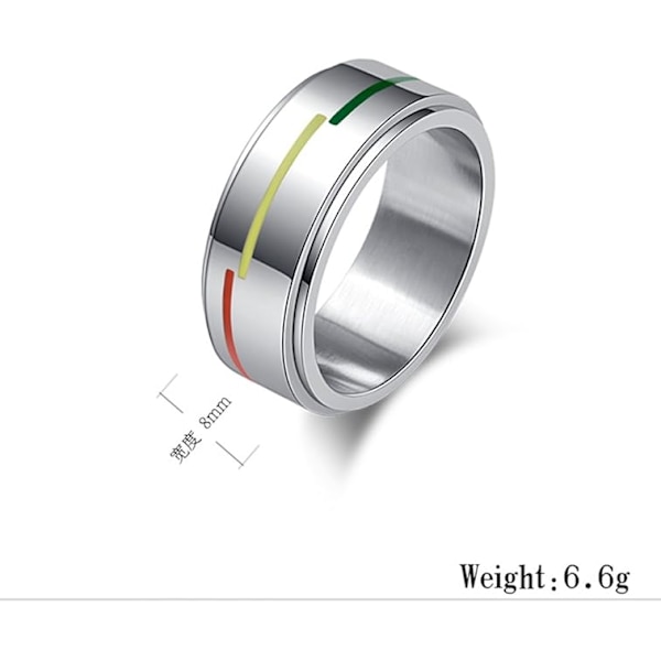 Unisex Voksen Rustfrit Stål Regnbue LGBT Stolthed Spinner Ring 8MM--US9