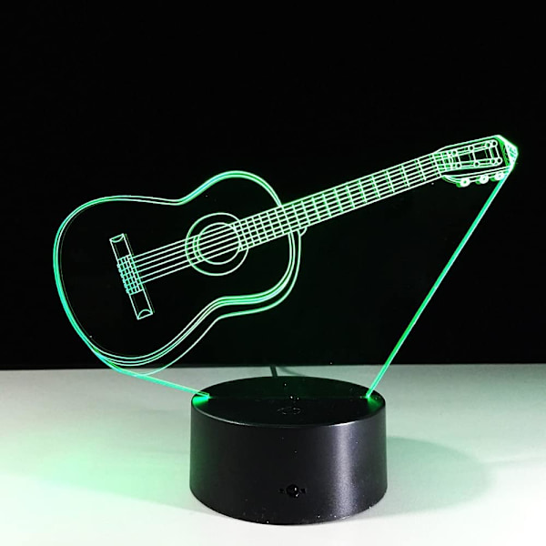 3D Lys Elektrisk Gitar Illusionslampe Led 7 Farger Skiftende USB Berøringsføler Skrivebordslampe Natlampe Venner Gave
