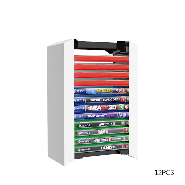 Universal DVD-stativ Vertikal Organizer for Ps5 Playstation 4 Nintendo Switch Xbox Filmer Videospill Lagringstårn (12 Disk Etui)