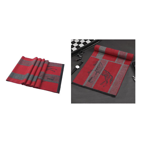 Herrar Scarf Vinter Enkel Häst Scarf（Röd）