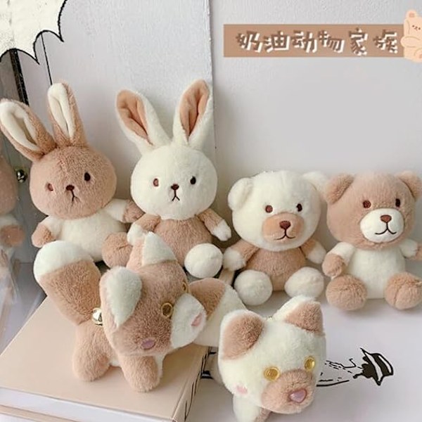 Plush Kanin Nøglering Fyldte Dyr Pynt Vedhæng Hvid