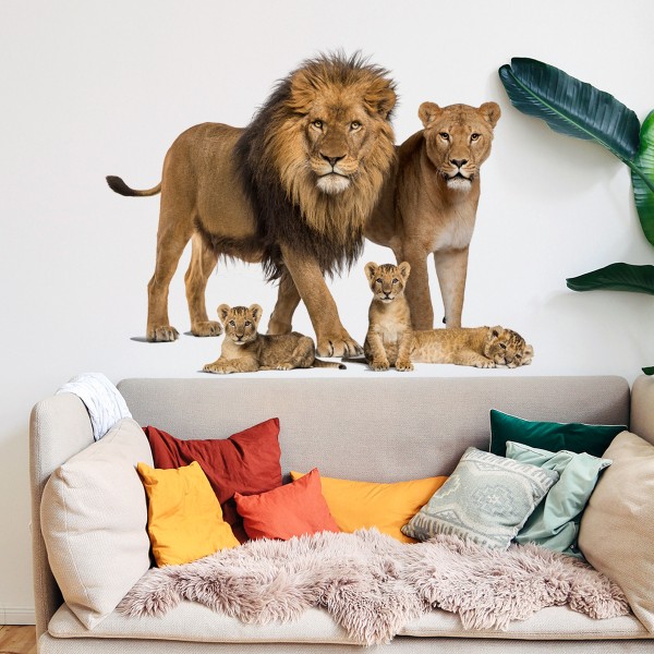 Lion Family Seinätarrat, Eläinseinätaide Lasten seinätarrat Vinyyli Peel & Stick DIY Makuuhuone, Leikkihuone, Lastenhuone, Baby toddler