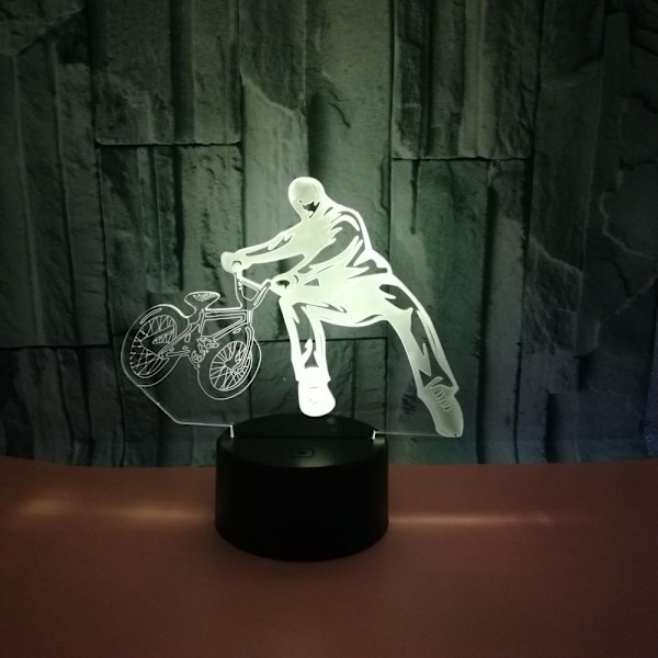 3D LED optisk illusjon akryl nattlys med fjernkontroll og smart touch 7 farger endring（sykkel）