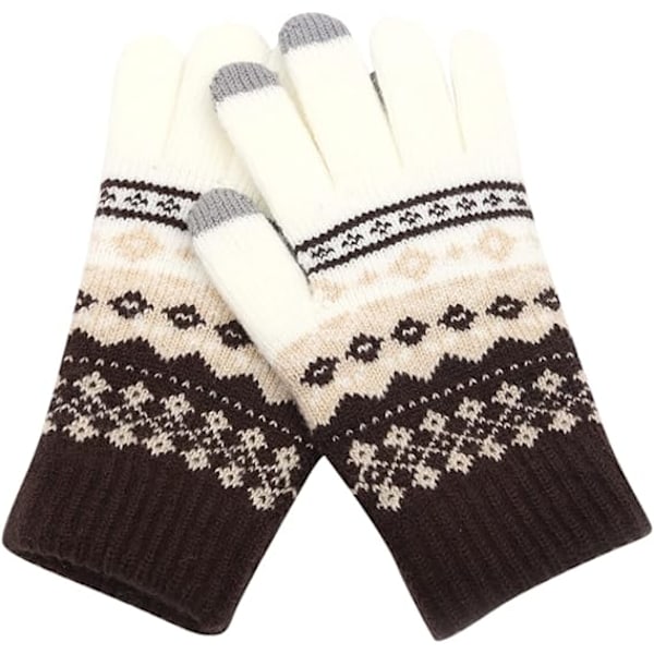 Vinterhandskar för kvinnor, julhandskar med pekskärm, fleecehandskar, snöblommiga, varma stickade handskar, julklappar, strumpor