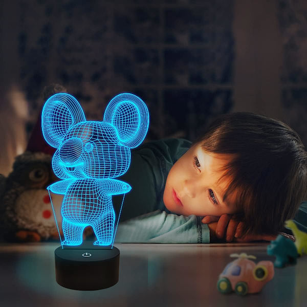 3D Koala Nattlampa Djur Illusion LED-lampa för Barnrumsdekoration med Fjärrkontroll 16 Färgväxlande Unik Jul Halloween Födelsedagspresent