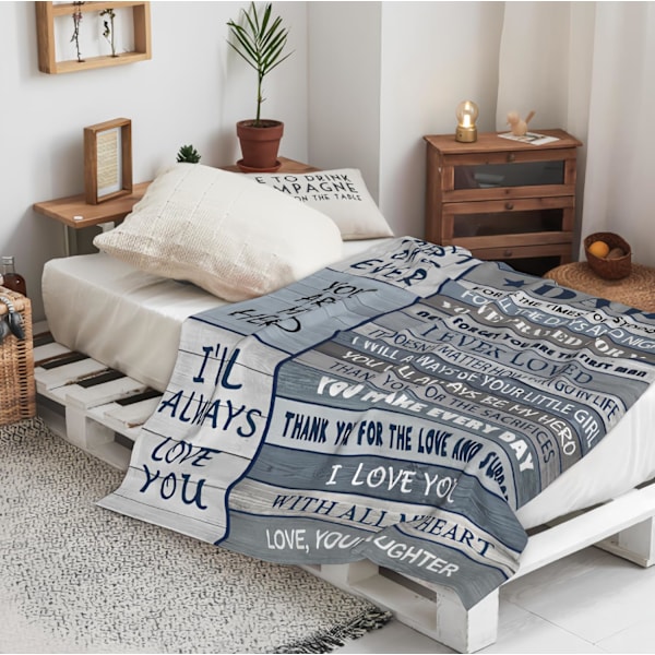 Far Gaver fra Datter/Søn Tæppe 100*150cm, Fars Fødselsdagsgave, til Far, Fødselsdagsgave til Far, Blødt Flanell Fleece Tæppe 100*150cm