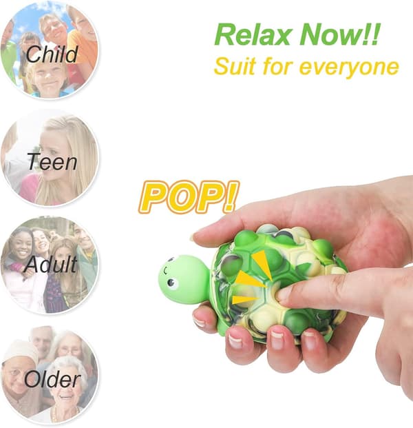 2 stk. 3D Silikone Skildpadde Pop Fidget Legetøj - Push Bubble Sensoriske Stressbolde til Angstlindring og Autisme Støtte - Ideel Tidlig Uddannelse