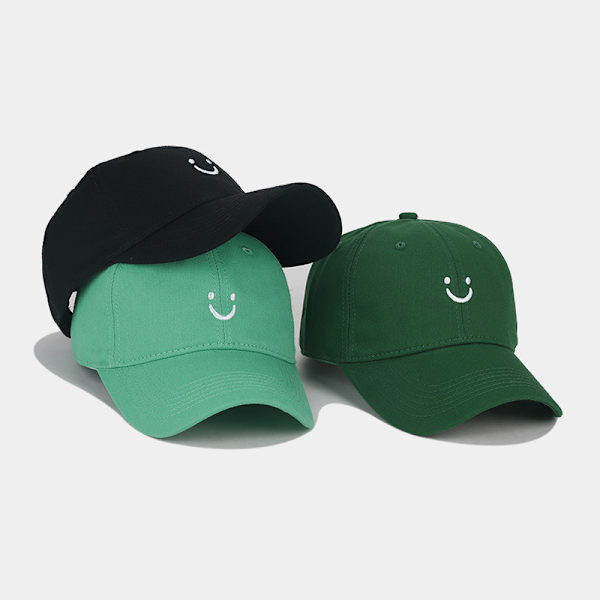 Smile Face Baseball Cap for Women Men Adjustable Low Profile Unstructured Cotton Dad Hat Gray