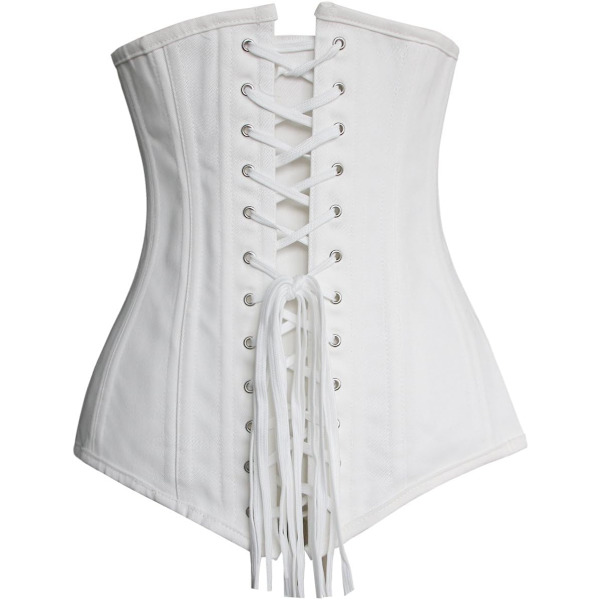 Kvinders 26 Stålbenet Bomuld Lang Torso Timeglas Kropsshaper Korset white M