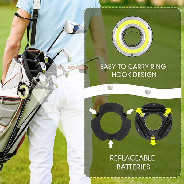 LED Glow Putting Cup Flaggor & Stolpar, 2-pack Nattgolftillbehör med Batteridriven Belysning för Trädgårdsövning, Fester 2-Pack