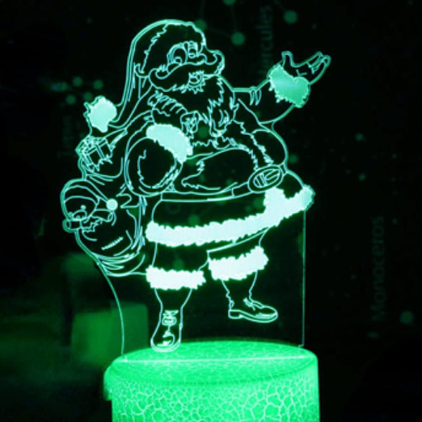 3D Julemand Natlys Bordlampe Optisk Illusion Lamper 7 Farveskiftende Lys LED Bordlampe Jul Hjem Kærlighed Fødselsdag Børn Børn Gave