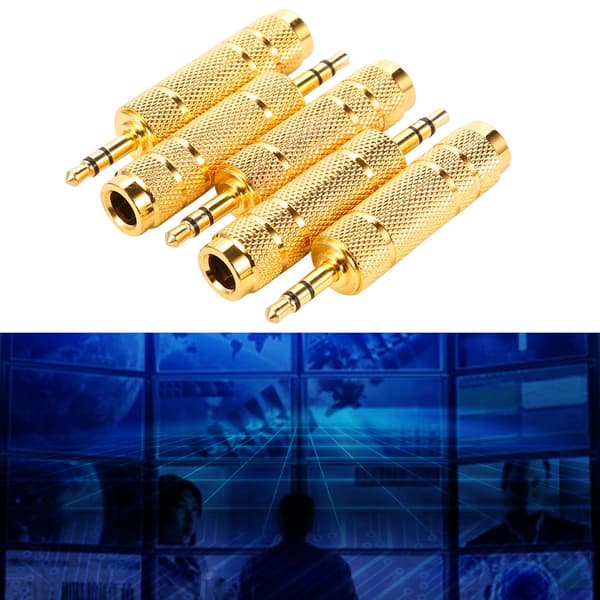 5 stk 3,5 mm hann til 6,5 mm hunn plugg jack-kontakt lydadapteromformer for bærbar PC