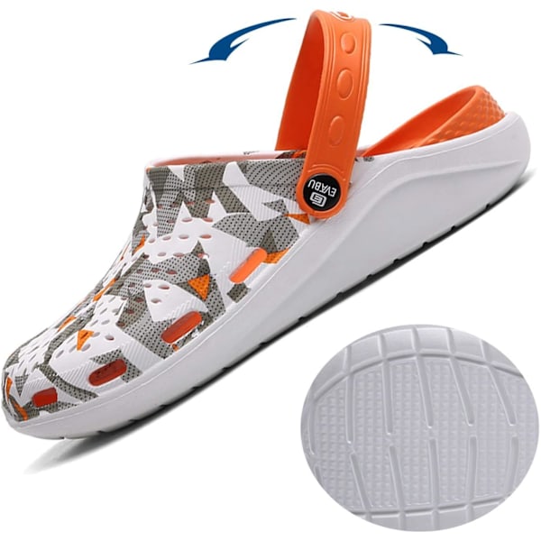 Trädgårdssandaler för män och kvinnor, lätta, halkfria, promenadskor, unisex, vuxna, träskor för pool, strand, trädgård, dusch Orange 10.25inch 6 Women/5.5 Men