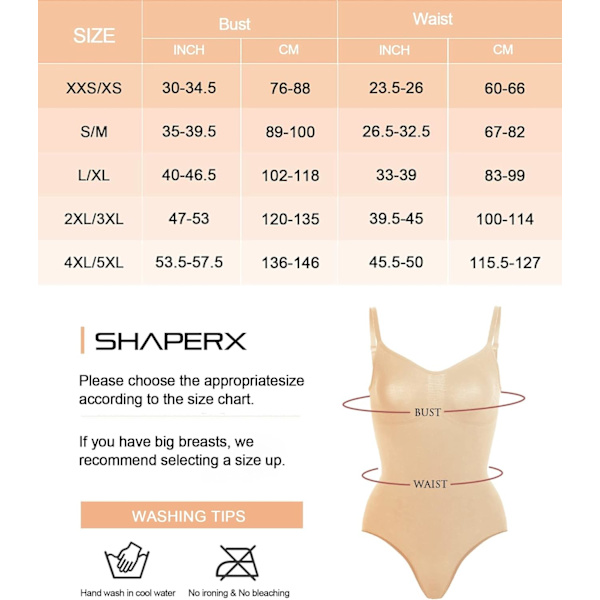 Kvinners Shapewear Bodysuit Tummy Control Body Shaper Sømløs Skulptur Snatched Waist Body Suit Beige Thong XXL