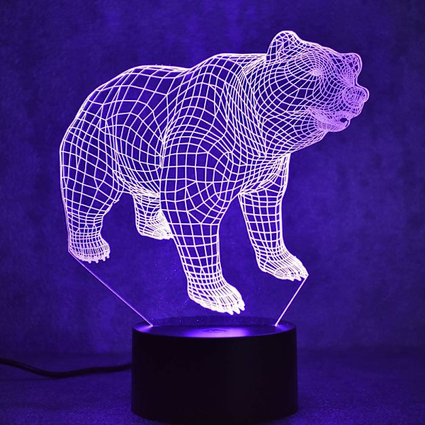 3D Isbjørn Fjernkontroll 16 Farger Nattelysbilder Illusions Akryl LED Bord Nattbord Lampe Barn Soverom Skrivebord Dekor Bursdag Jul Gave Leke
