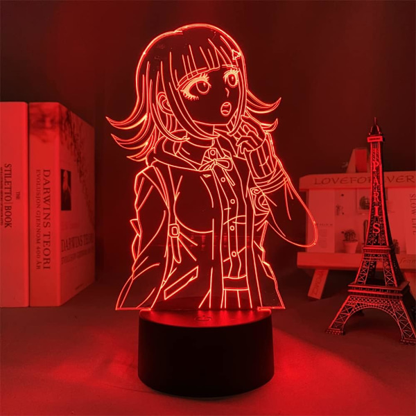 Anime 3D Ljus Akryl Chiaki Nanami Figur LED Illusion Lampa 7/16 Färger Fjärrkontroll Touch Switch USB 3D Nattlampa