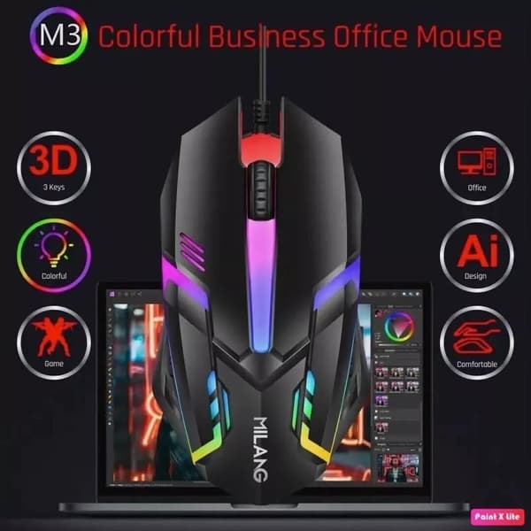 Kablet USB Gaming Mus RGB Gaming Ergonomisk Optisk Datamus for Datamaskiner