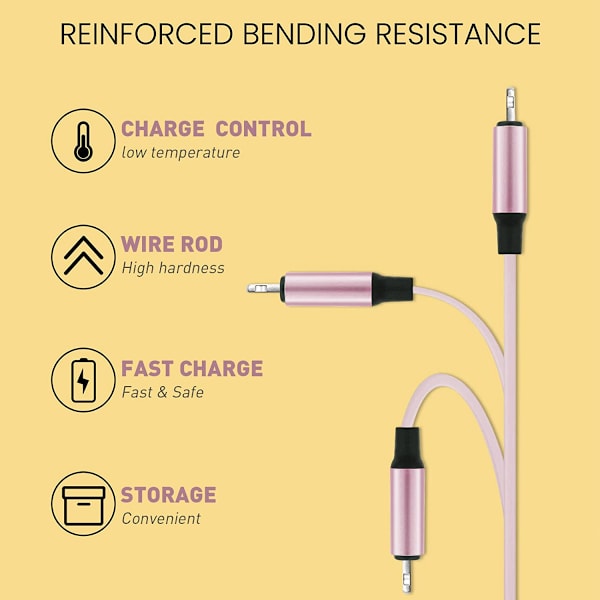 3 in 1 Universaalinen sisäänvedettävä USB-latauskaapeli, 3,3 jalkaa/1M, 2A (IP+Type-C+Micro-USB) - Pinkki