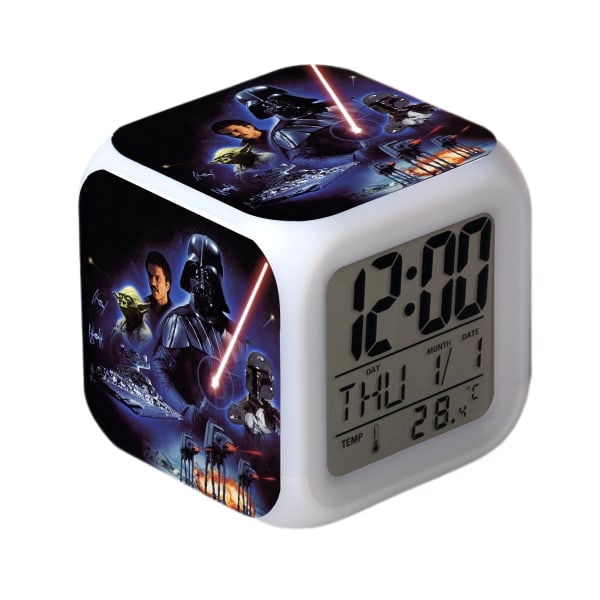 Star Wars väckarklocka film The Force Awakens LED väckarklocka fyrkantig klocka digital väckarklocka med tid, temperatur, alarm, datum