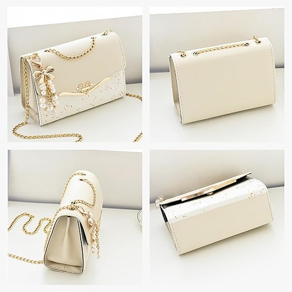 Elegant skulderveske for kvinner PU-lær håndveske sekvens crossbody veske messenger veske dame topphåndtak veske