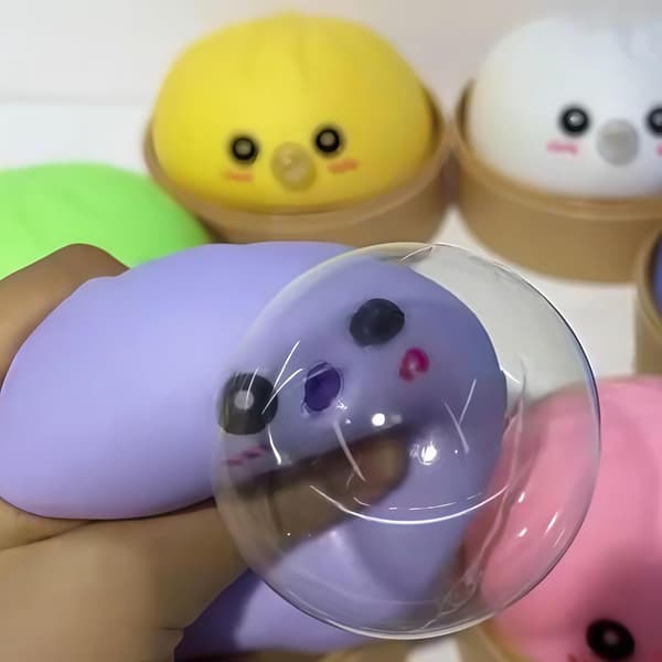 Ny Spit Bubble Dumpling Squishy Leketøy med Dampboks, Stresslindrende Sensorisk Fidget Leketøy for Autisme ADHD Barn og Voksne pink