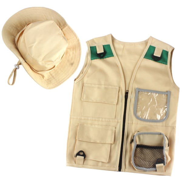 Outdoor Adventure Kit för små barn - Cargo väst och hatt set， barnväst hatt set outdoor explorer