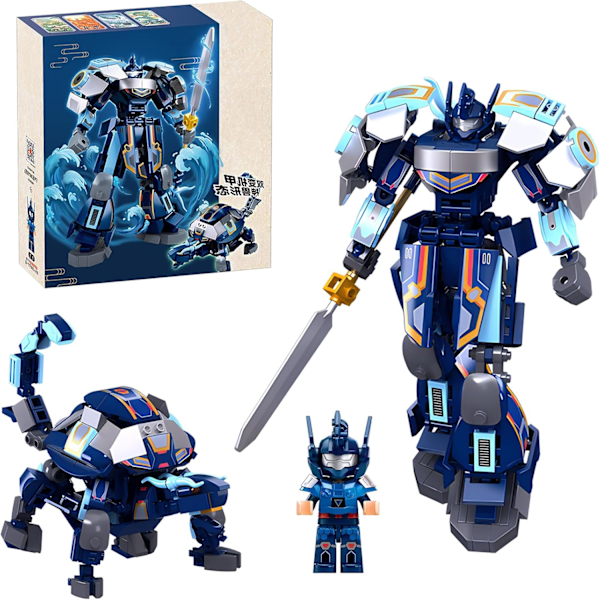 Transformerende Mech Robot Byggesæt, Mini Superhelteserie med Minifigurer, Cool Battle Titan Turtle Warrior (250 Dele)