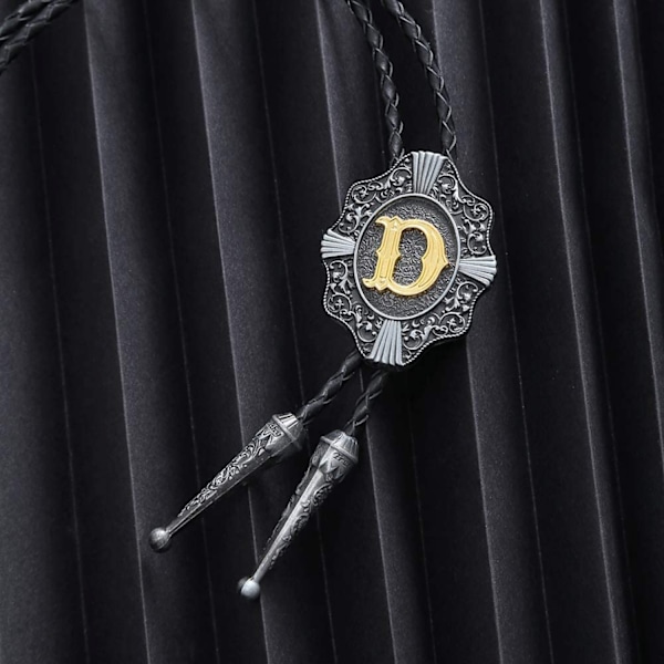 Bolo Tie til mænd - Vintage Initial Letter ABCDMJR til Z Western Cowboy Kostume Bryllup Bolo Ties